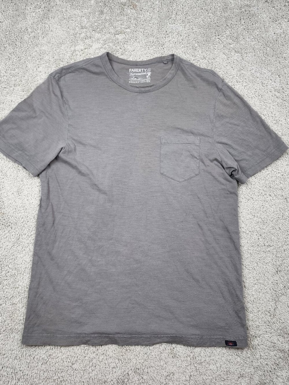 Faherty Men's Sunwashed Organic Cotton Pocket T-Shirt Grey Medium Huckberry REI